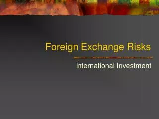 Foreign Exchange Risks