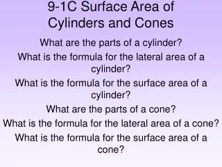 9-1C Surface Area of Cylinders and Cones
