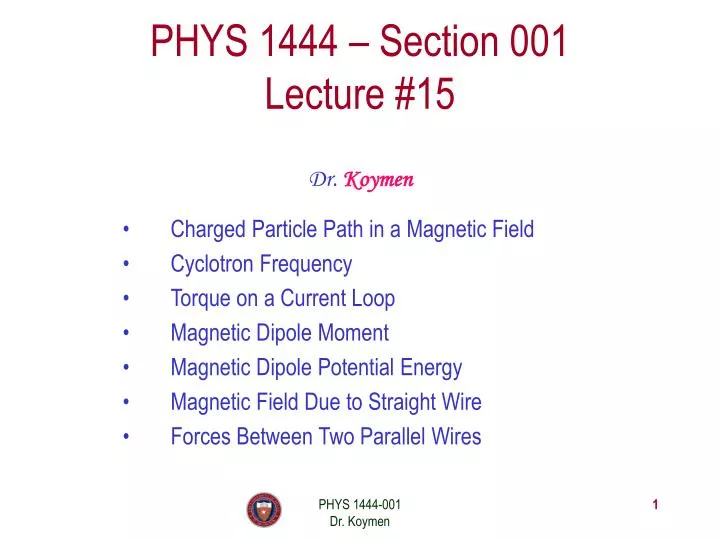 phys 1444 section 001 lecture 15