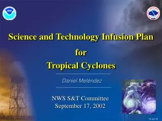 Science and Technology Infusion Plan for Tropical Cyclones