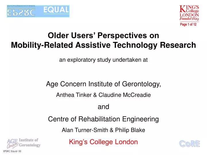 older users perspectives on mobility related assistive technology research