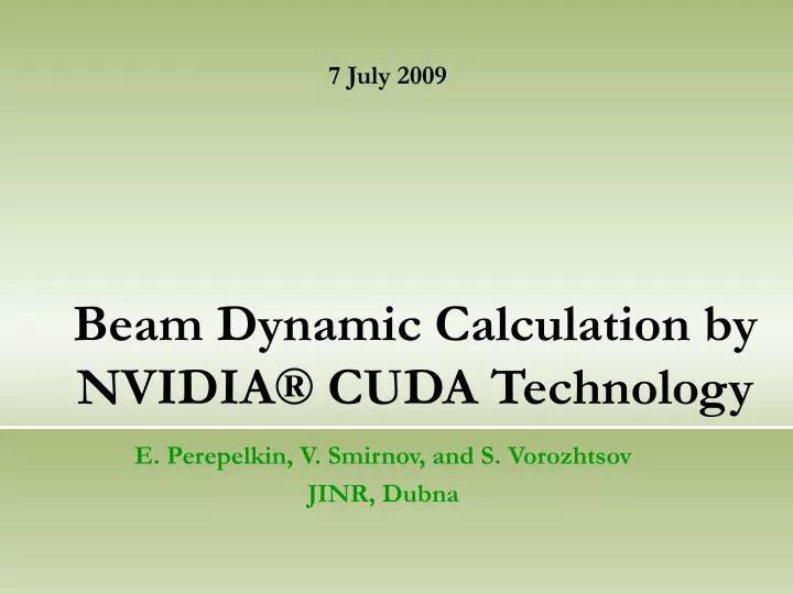 beam dynamic calculation by nvidia cuda technology