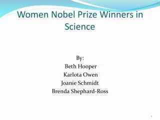 Women Nobel Prize Winners in Science