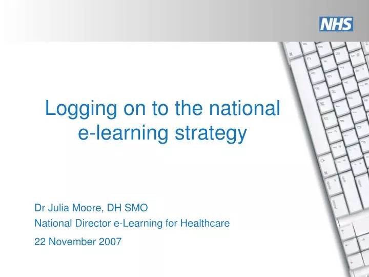 logging on to the national e learning strategy