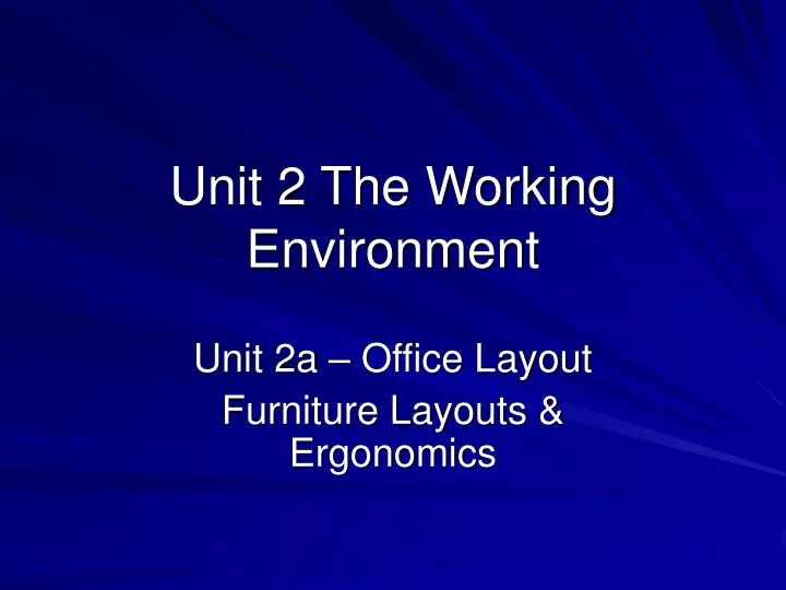 unit 2 the working environment
