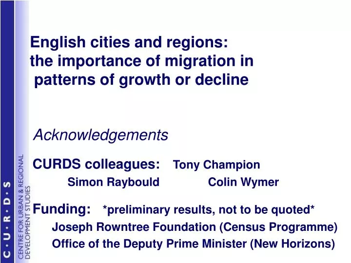 english cities and regions the importance of migration in patterns of growth or decline