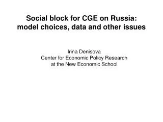 Social block for CGE on Russia: model choices, data and other issues