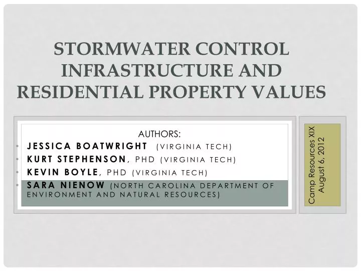 stormwater control infrastructure and residential property values