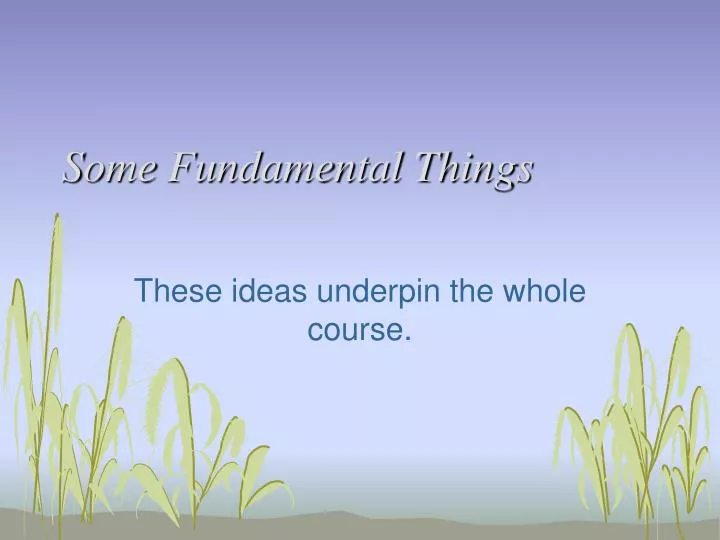 some fundamental things