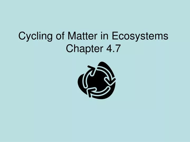 cycling of matter in ecosystems chapter 4 7
