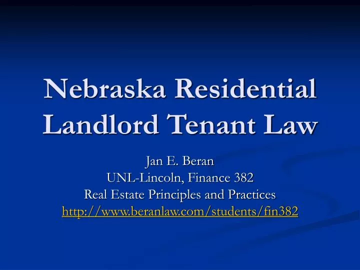 nebraska residential landlord tenant law