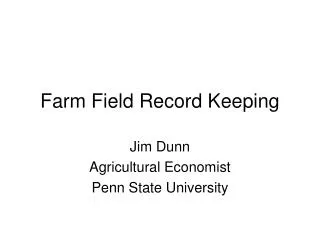 Farm Field Record Keeping