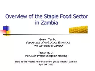 Overview of the Staple Food Sector in Zambia