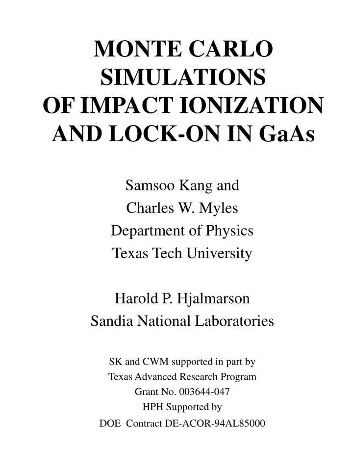 monte carlo simulations of impact ionization and lock on in gaas