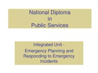 National Diploma in Public Services