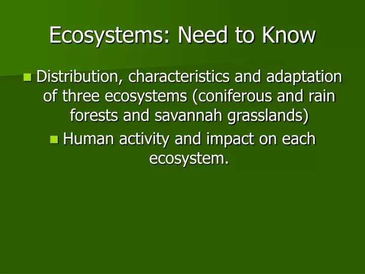 ecosystems need to know