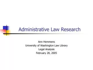 Administrative Law Research