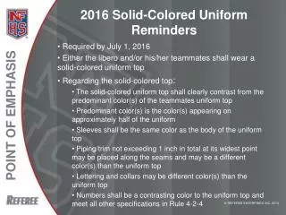 2016 Solid-Colored Uniform Reminders