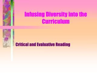 Infusing Diversity into the Curriculum