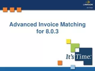 Advanced Invoice Matching for 8.0.3