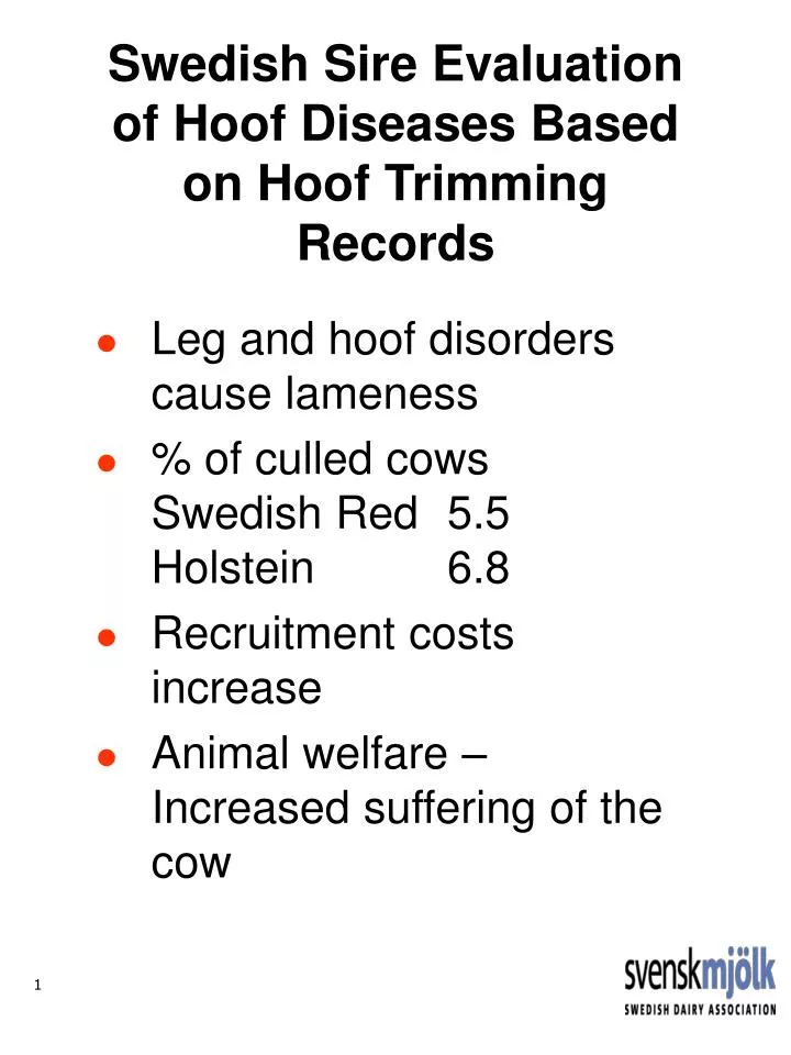 swedish sire evaluation of hoof diseases based on hoof trimming records