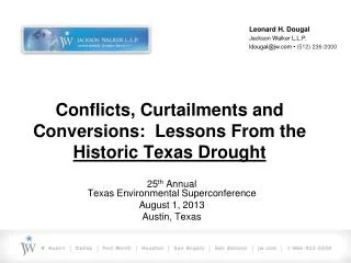 Conflicts, Curtailments and Conversions: Lessons From the Historic Texas Drought