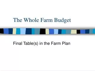 The Whole Farm Budget