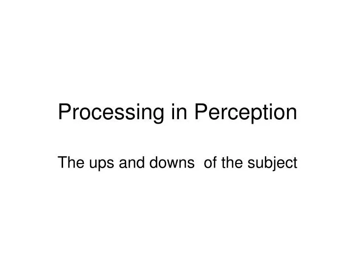 processing in perception