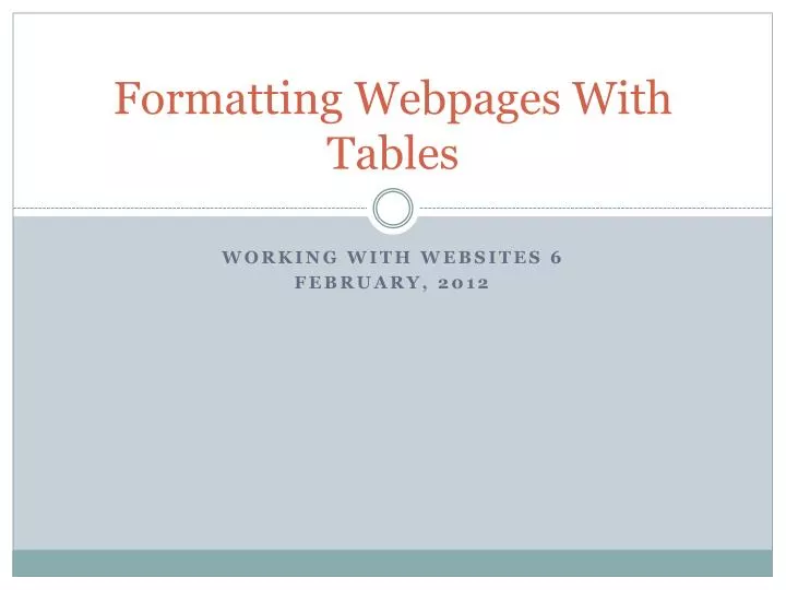 formatting webpages with tables