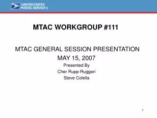 MTAC WORKGROUP #111