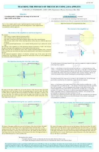 TEACHING THE PHYSICS OF THE EYE BY USING JAVA APPLETS