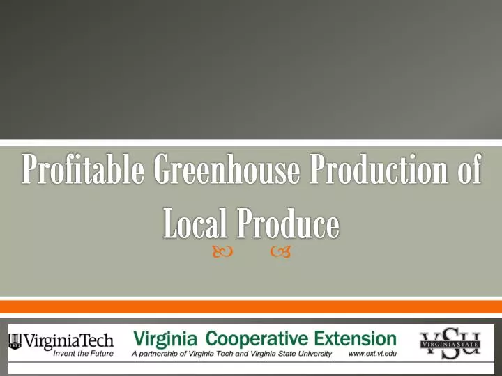 profitable greenhouse production of local produce