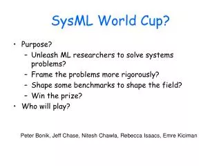 SysML World Cup?