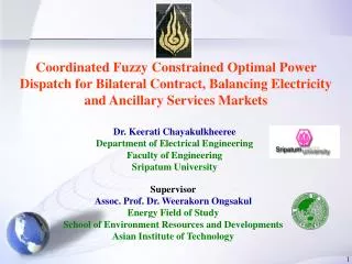 Dr. Keerati Chayakulkheeree Department of Electrical Engineering Faculty of Engineering Sripatum University