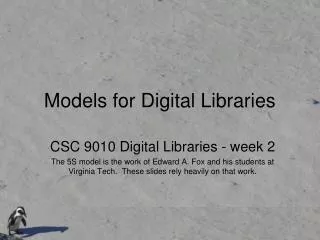 Models for Digital Libraries