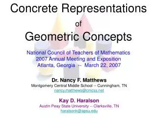 Concrete Representations of Geometric Concepts