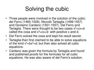 Solving the cubic