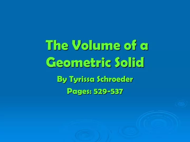 the volume of a geometric solid