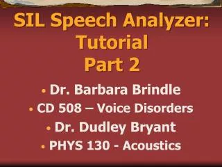 SIL Speech Analyzer: Tutorial Part 2