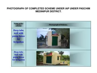 PHOTOGRAPH OF COMPLETED SCHEME UNDER IAP UNDER PASCHIM MEDINIPUR DISTRICT.