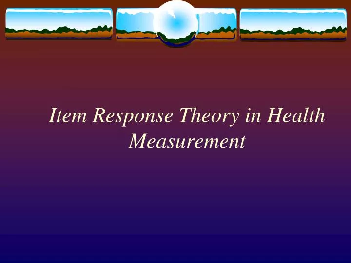 item response theory in health measurement