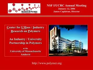 C enter for UM ass / I ndustry R esearch on P olymers An Industry / University Partnership in Polymers at the Univ