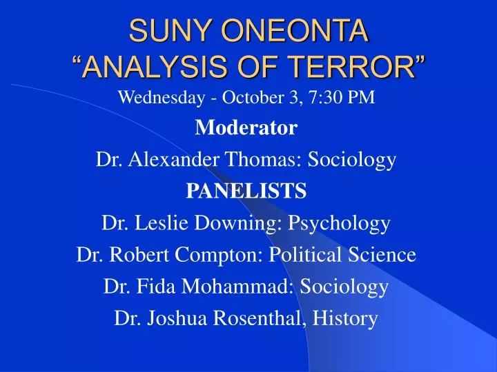 suny oneonta analysis of terror