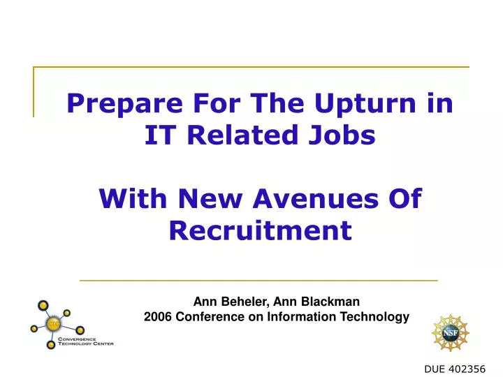 prepare for the upturn in it related jobs with new avenues of recruitment