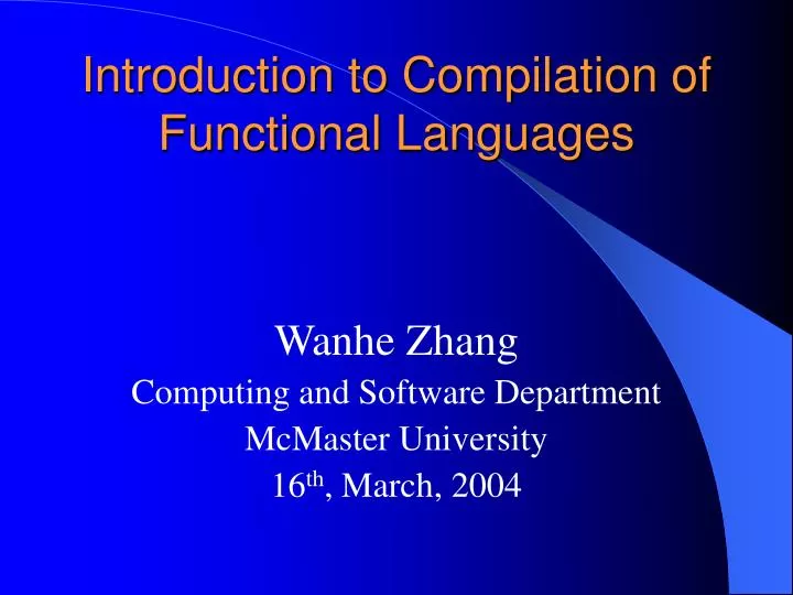 introduction to compilation of functional languages