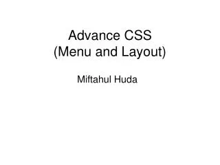 Advance CSS (Menu and Layout)
