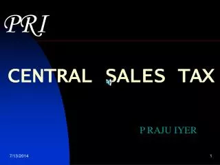 CENTRAL SALES TAX
