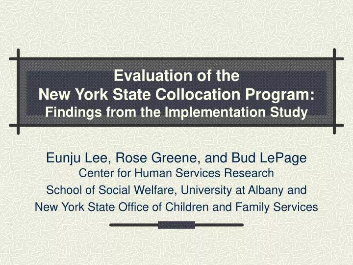 evaluation of the new york state collocation program findings from the implementation study