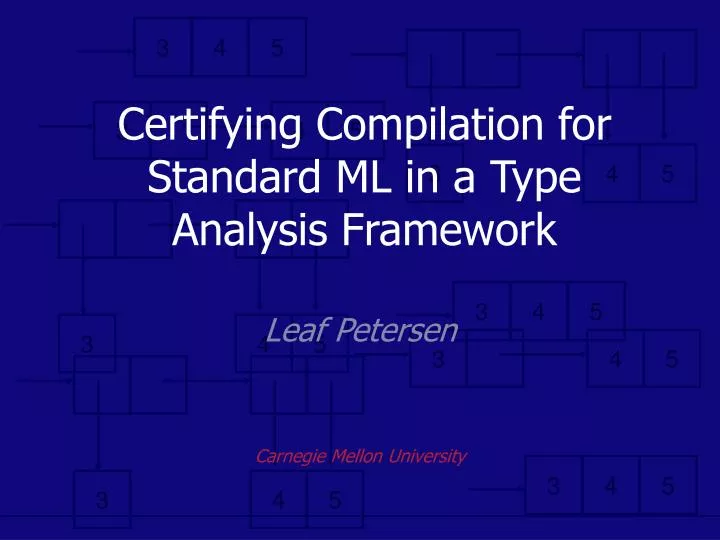 certifying compilation for standard ml in a type analysis framework