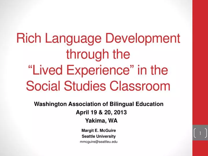 rich language development through the lived experience in the social studies classroom